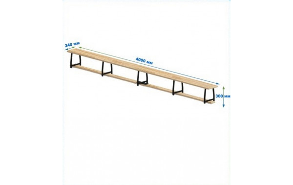 Скамейка гимнастическая 4000мм (щит.сосна) ножки метал Dinamika 600_380