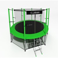 Батут i-Jump Classic 10FT 306 см с нижней сетью и лестницей зеленый