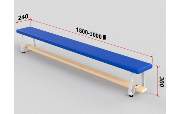 Скамейка гимнастическая полумягкая, ножка - металл Glav 04.303.1-1500 Длина 150см 600_380
