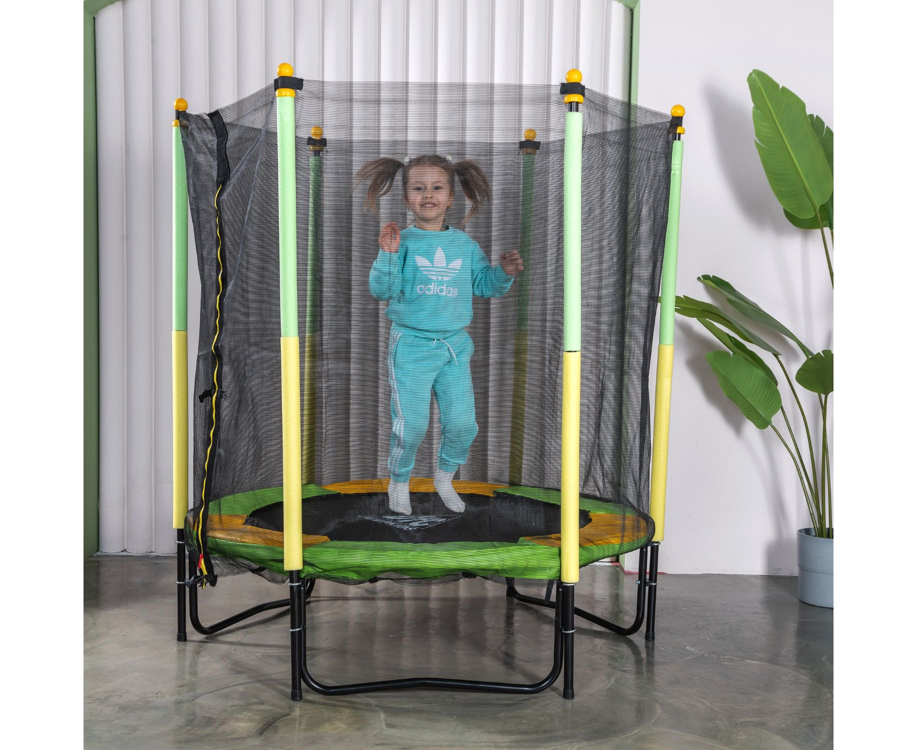 Батут DFC Jump kids 55" (137см) 55INCH-JD-GY зелено-желтый 1834_1500