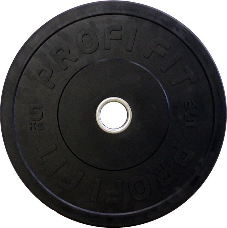 Диск для штанги каучуковый, черный, d51 5кг Profi-Fit 799_800