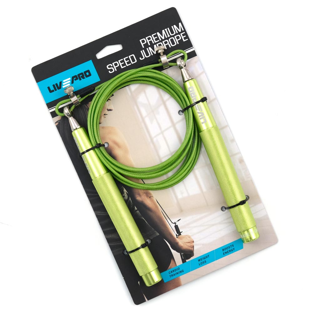 Скакалка Live Pro Speed Jump Rope LP8283 зеленый, 185 гр 1000_1000