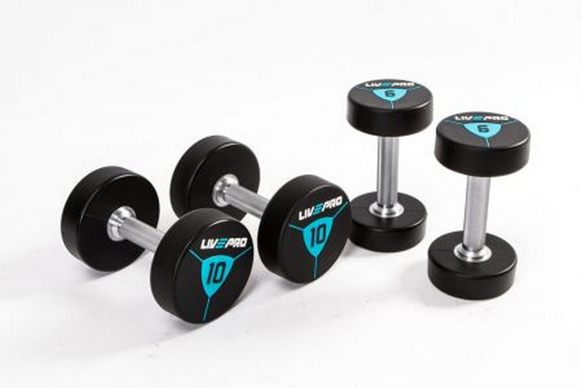 Гантели в уретане 48 кг Live Pro Premium Urethane Dumbbells LP8000-48 1200_800