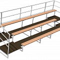 Трибуна трехрядная 28 мест с ограждениями сзади и по бокам, сиденья деревянные ФСИ 120_120